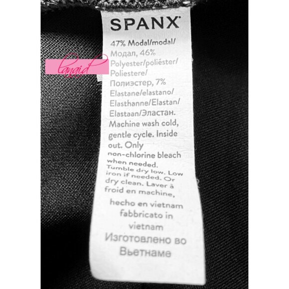 Spanx AirEssentials Long Sleeve Wide Leg Jumpsuit Black Zip-Up V-Neck Romper LP - Picture 12 of 13